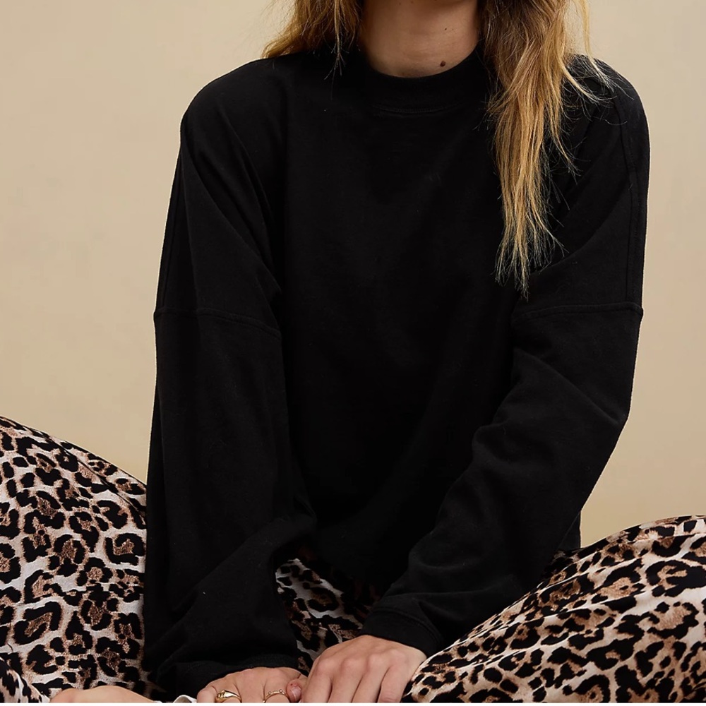 Aerie Black Cozy Long Sleeve Mockneck T-Shirt